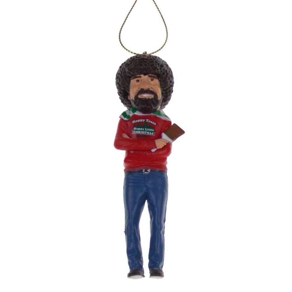 Kurt Adler Bob Ross Happy Little Christmas Figure Ornament Tree Painter Gift